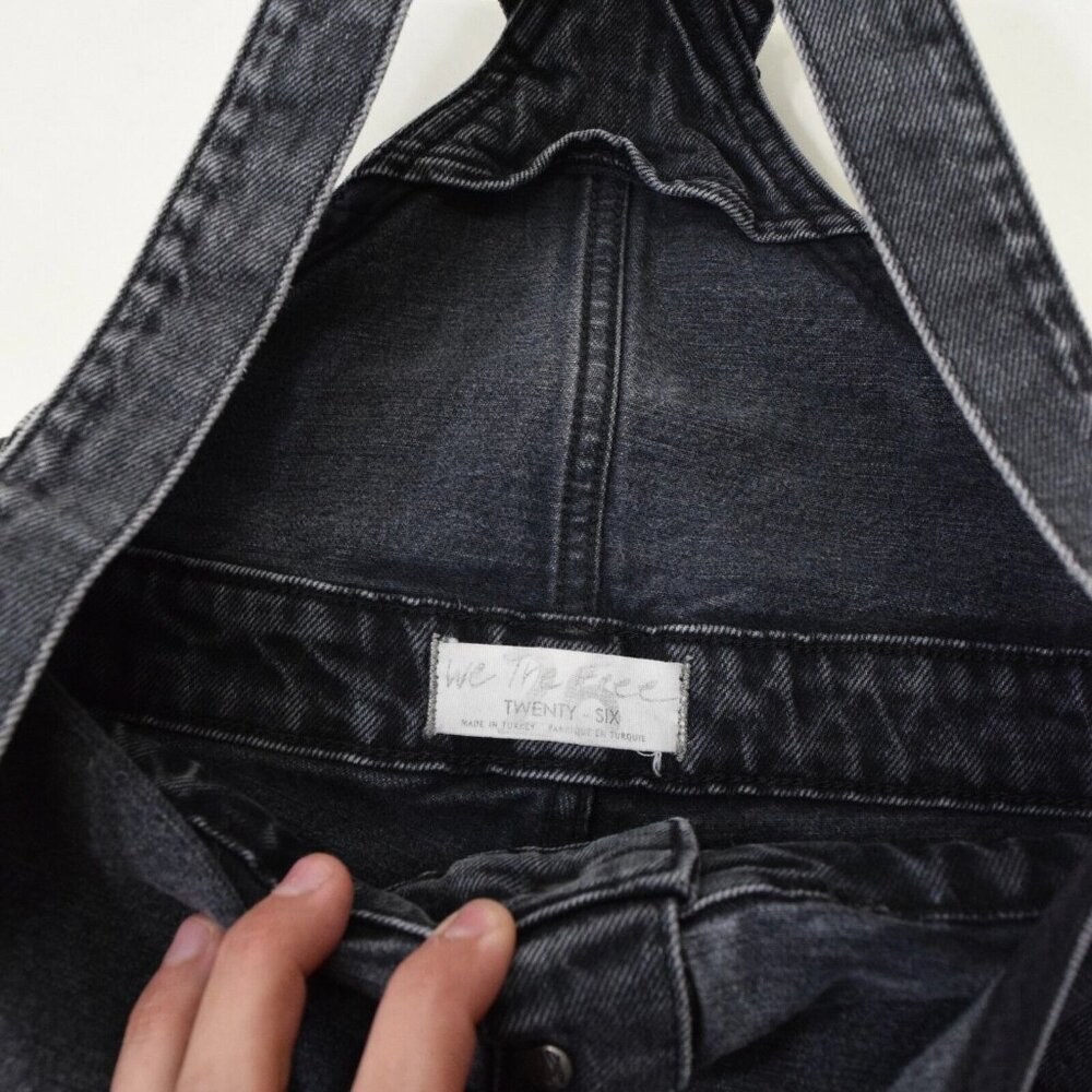 Free People Washed Black Stretch Denim Ankle Length Overalls - Picture 5 of 11
